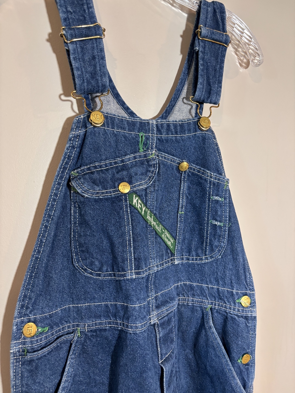 Key Imperial Vintage Denim Jean Work Farm Carpenter Bib Overalls Size M - Picture 3 of 5